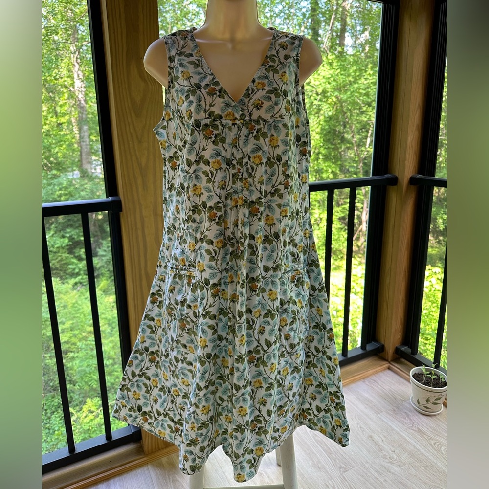 Bloomcore Ditsy Floral Boutique All Cotton Summer V-Neck Dress with Pockets ~ S - Picture 4 of 12